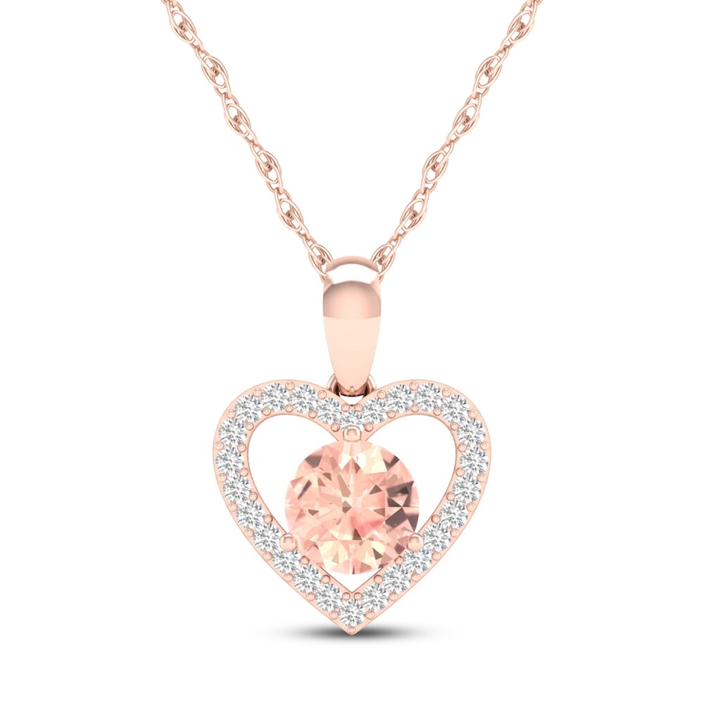 Natural Morganite Necklace 1/15 ct tw Diamonds 10K Rose Gold wF2JT9nz