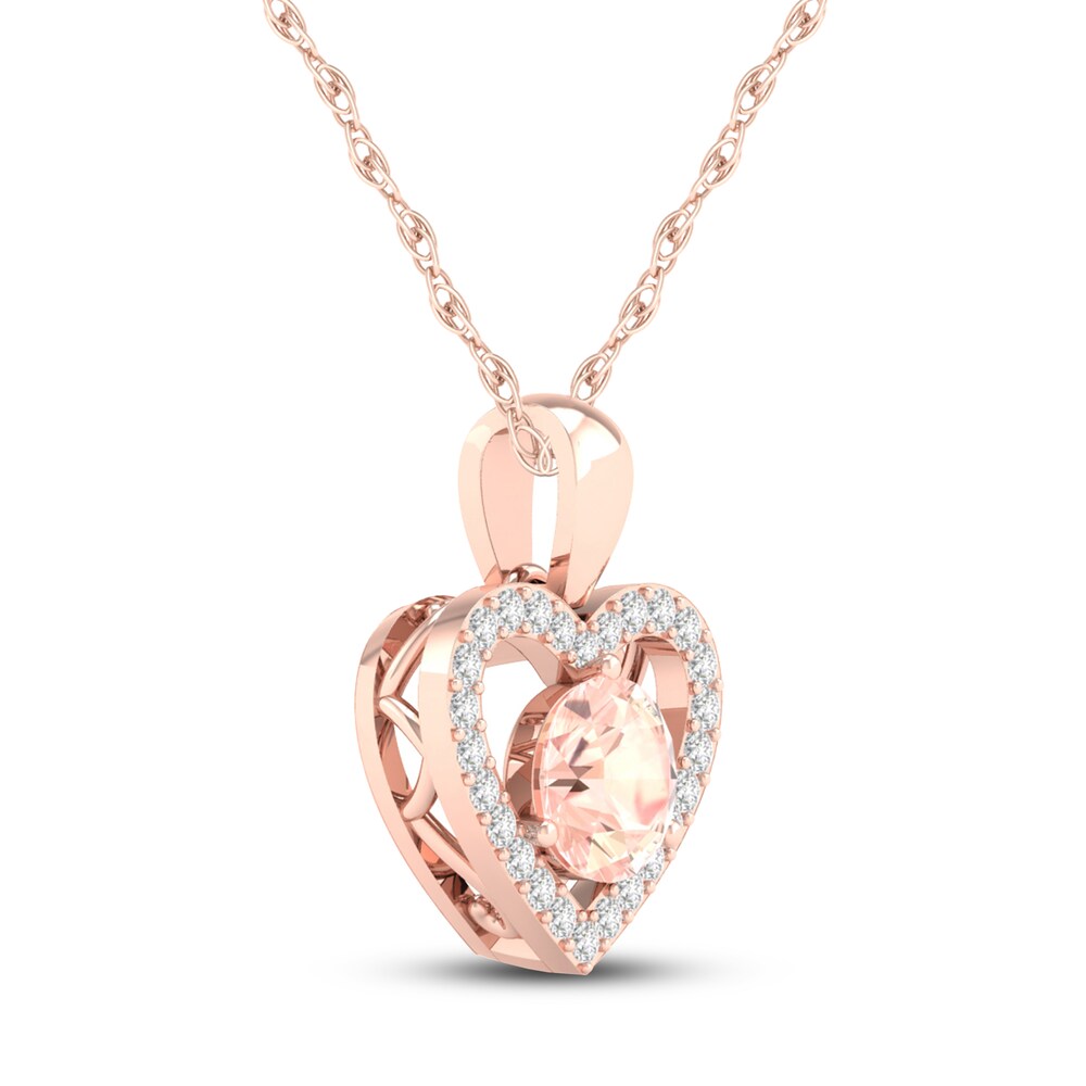 Natural Morganite Necklace 1/15 ct tw Diamonds 10K Rose Gold wF2JT9nz