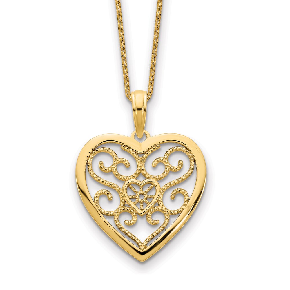 Heart Necklace 14K Yellow Gold 18" wGWsxnzg