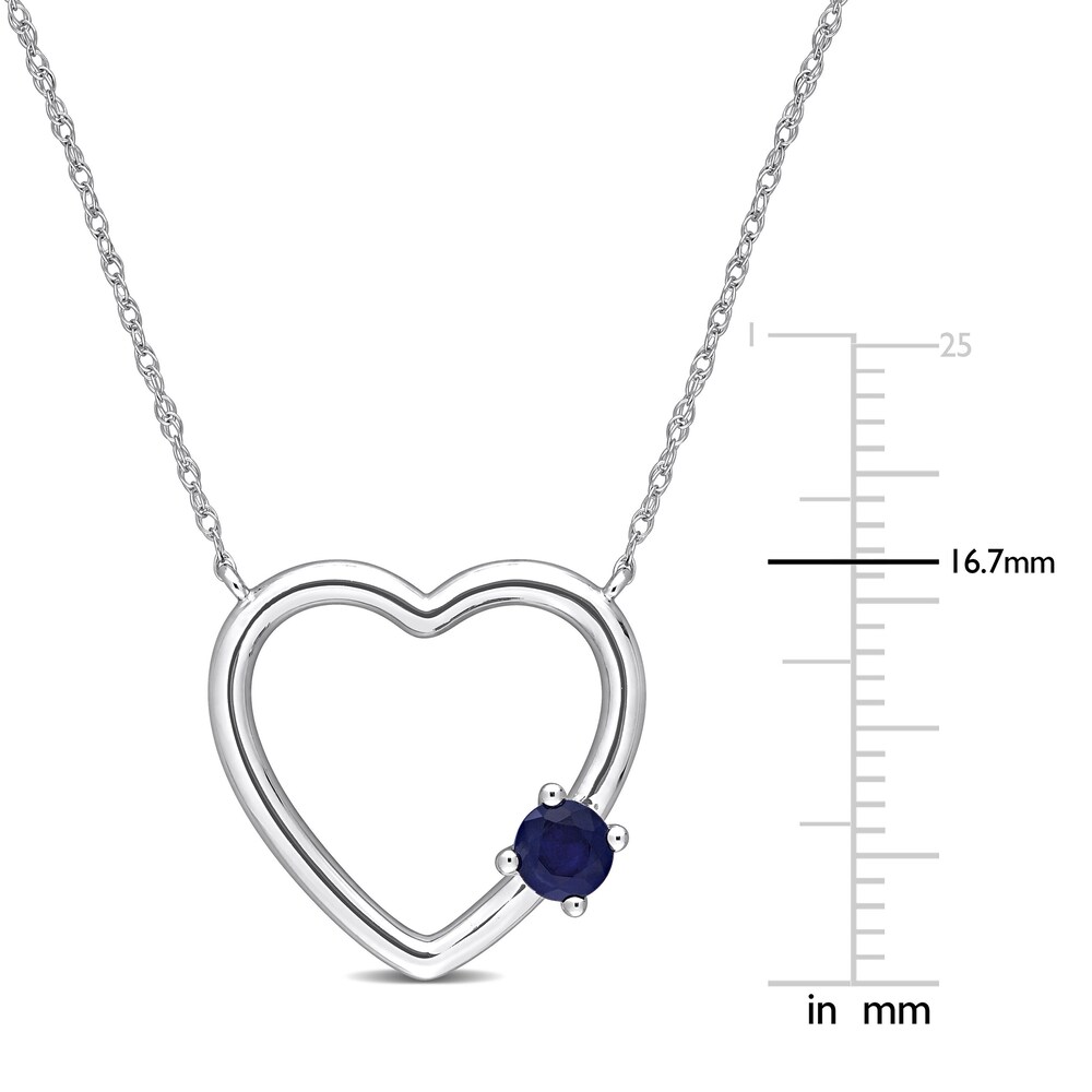 Natural Sapphire Heart Pendant Necklace 10K White Gold 17\" wHtqTBjc