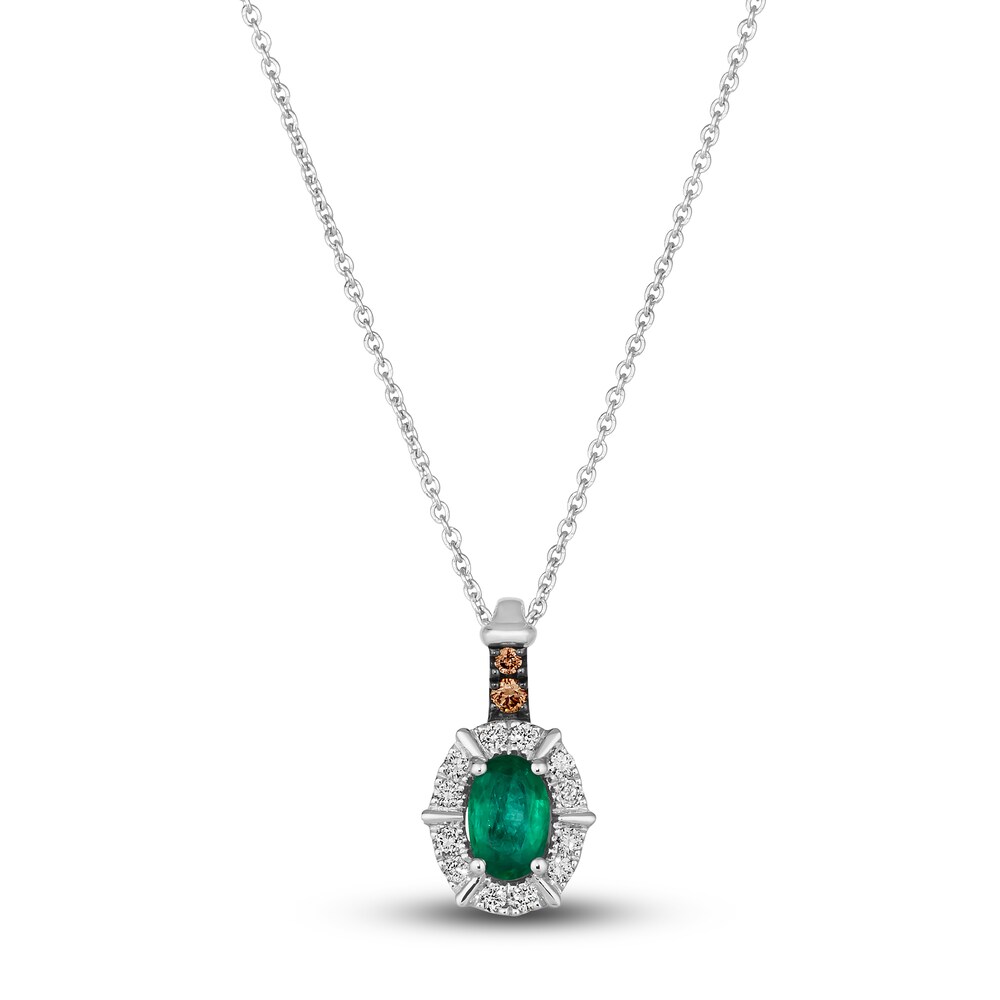 Le Vian Natural Emerald Necklace 1/8 ct tw Diamonds 14K Vanilla Gold wIyAnoXG [wIyAnoXG]