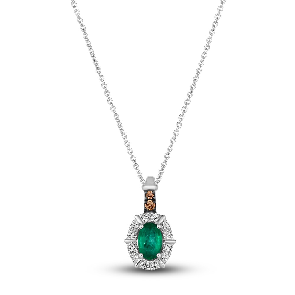 Le Vian Natural Emerald Necklace 1/8 ct tw Diamonds 14K Vanilla Gold wIyAnoXG