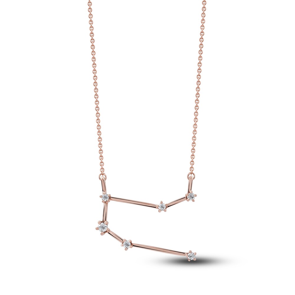 Diamond Gemini Constellation Pendant Necklace 1/6 ct tw Round 14K Rose Gold wLtEp83R