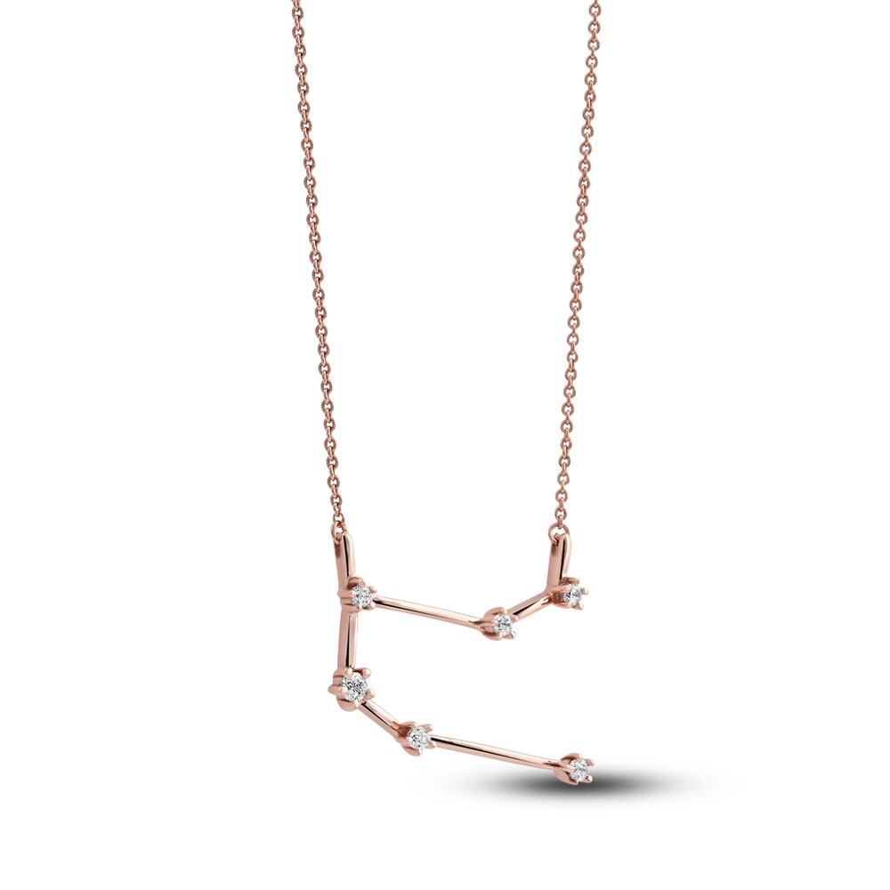 Diamond Gemini Constellation Pendant Necklace 1/6 ct tw Round 14K Rose Gold wLtEp83R