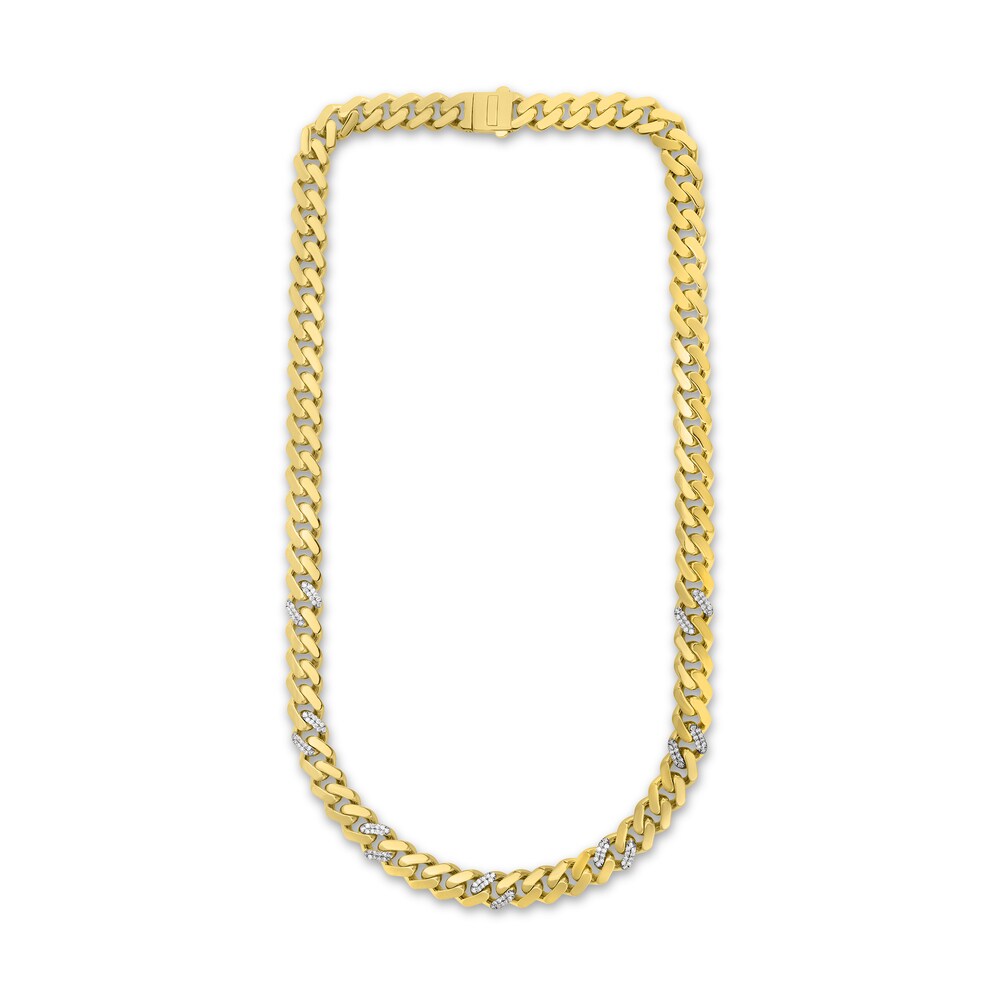Diamond Curb Chain Necklace 1-1/5 ct tw Round 10K Yellow Gold wQc9XP0Q