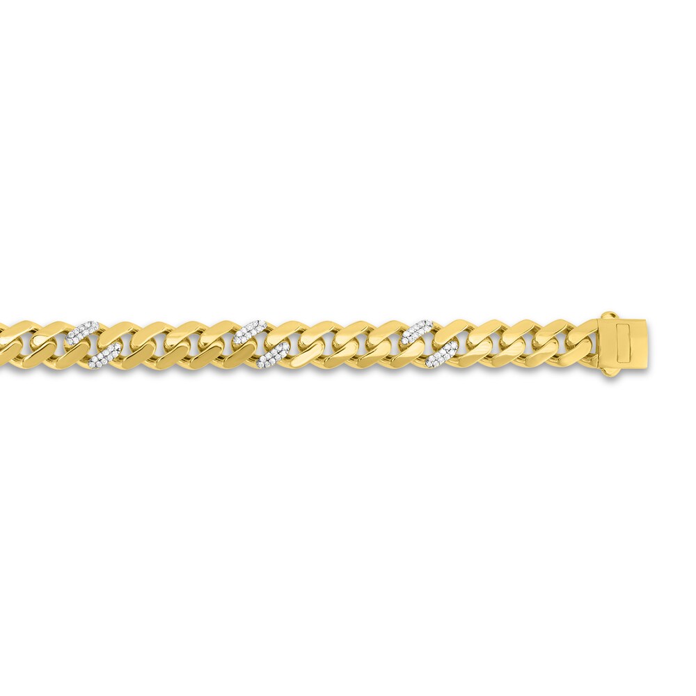 Diamond Curb Chain Necklace 1-1/5 ct tw Round 10K Yellow Gold wQc9XP0Q