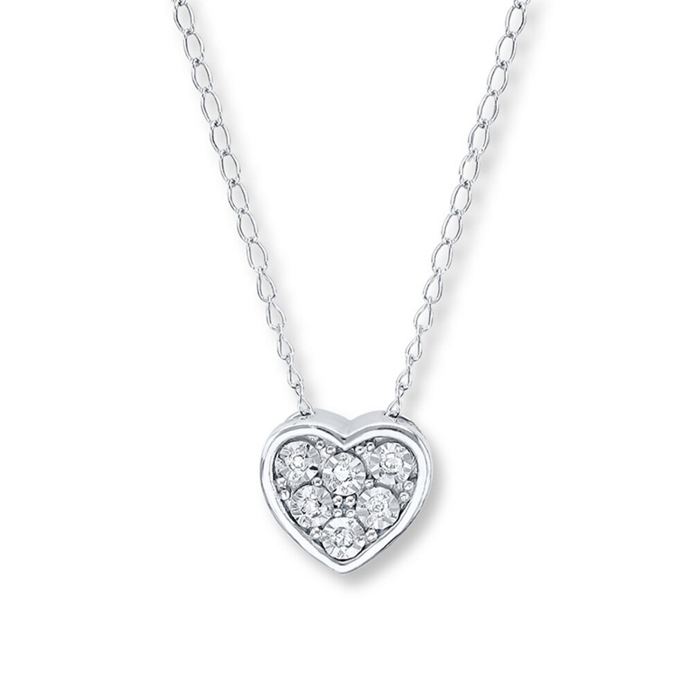 Heart Young Teen Necklace Diamond Accents Sterling Silver wR55bJtN
