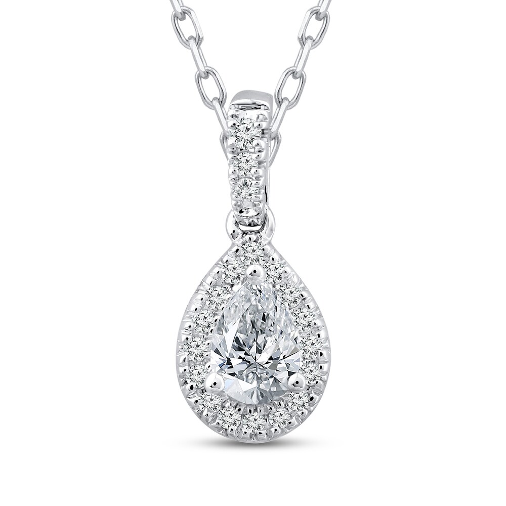 Diamond Necklace 3/8 ct tw Princess/Round 10K White Gold wYA3LdUS