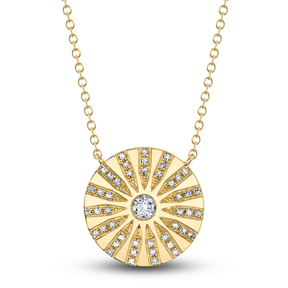 Shy Creation Diamond Circle Necklace 1/5 ct tw Round 14K Yellow Gold 18" SC55024284 wbrGJNG0
