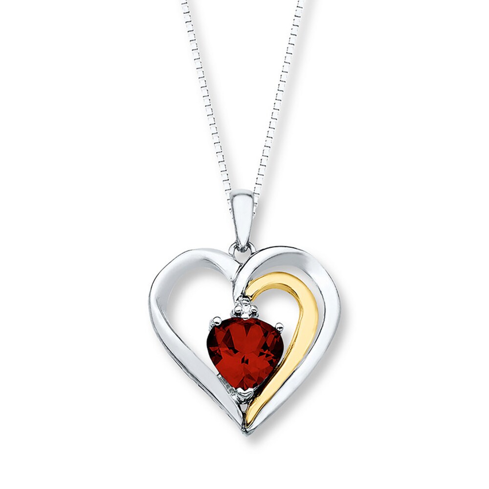 Heart Necklace Garnet Diamond Accents Sterling Silver/10K Yellow Gold weGa6Lp6