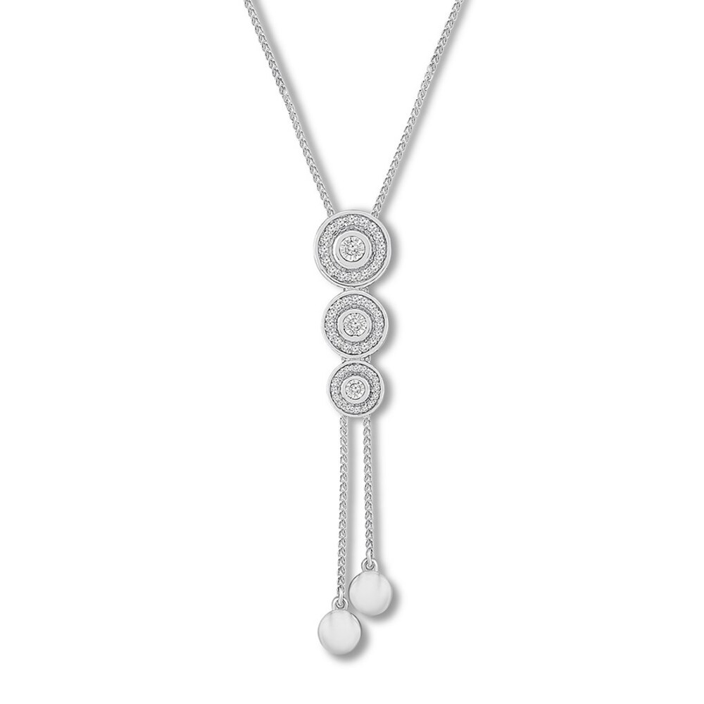 Diamond Bolo Necklace 1/6 ct tw Round-cut Sterling Silver wjBb7JPX