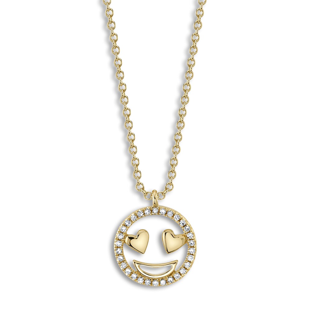 Shy Creation Diamond Emoji Necklace 1/15 ct tw Round 14K Yellow Gold 18" J-SC55023827 wjHho2Nh