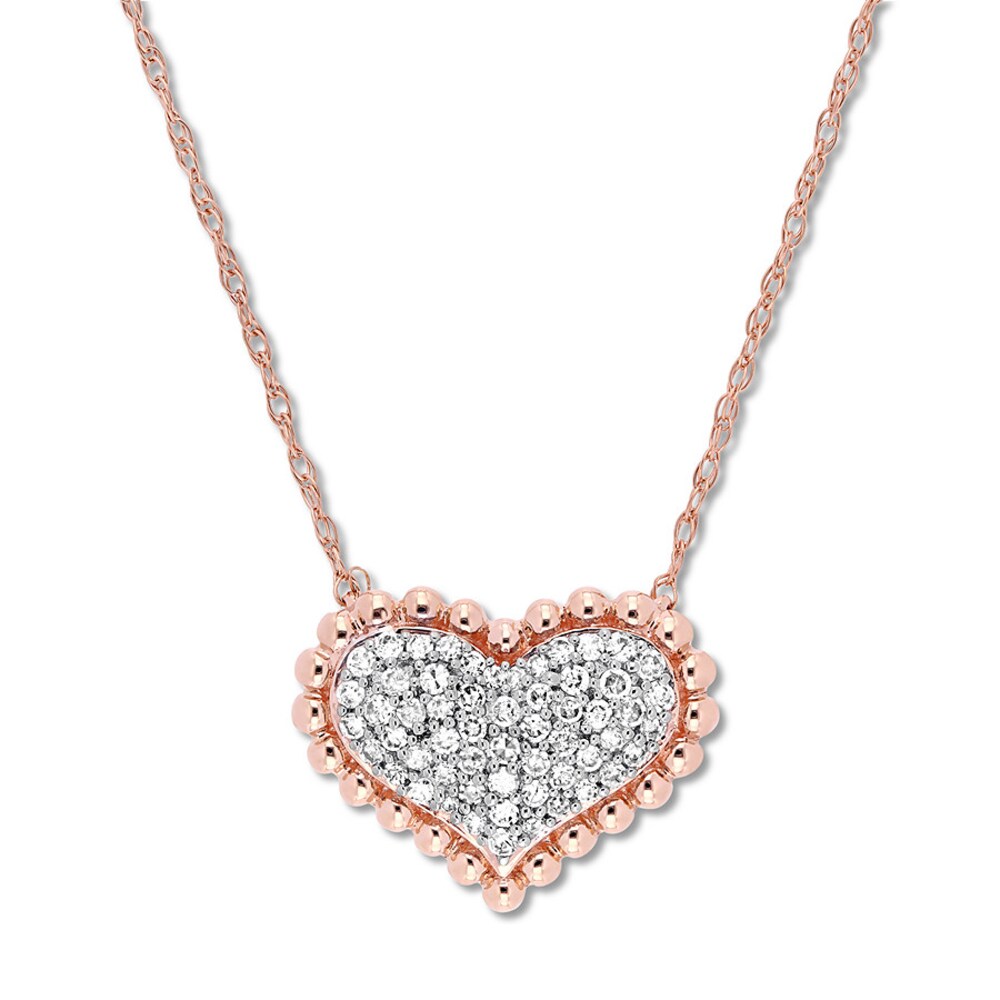 Diamond Heart Necklace 1/4 carat tw Round 10K Rose Gold wtsmNw0x