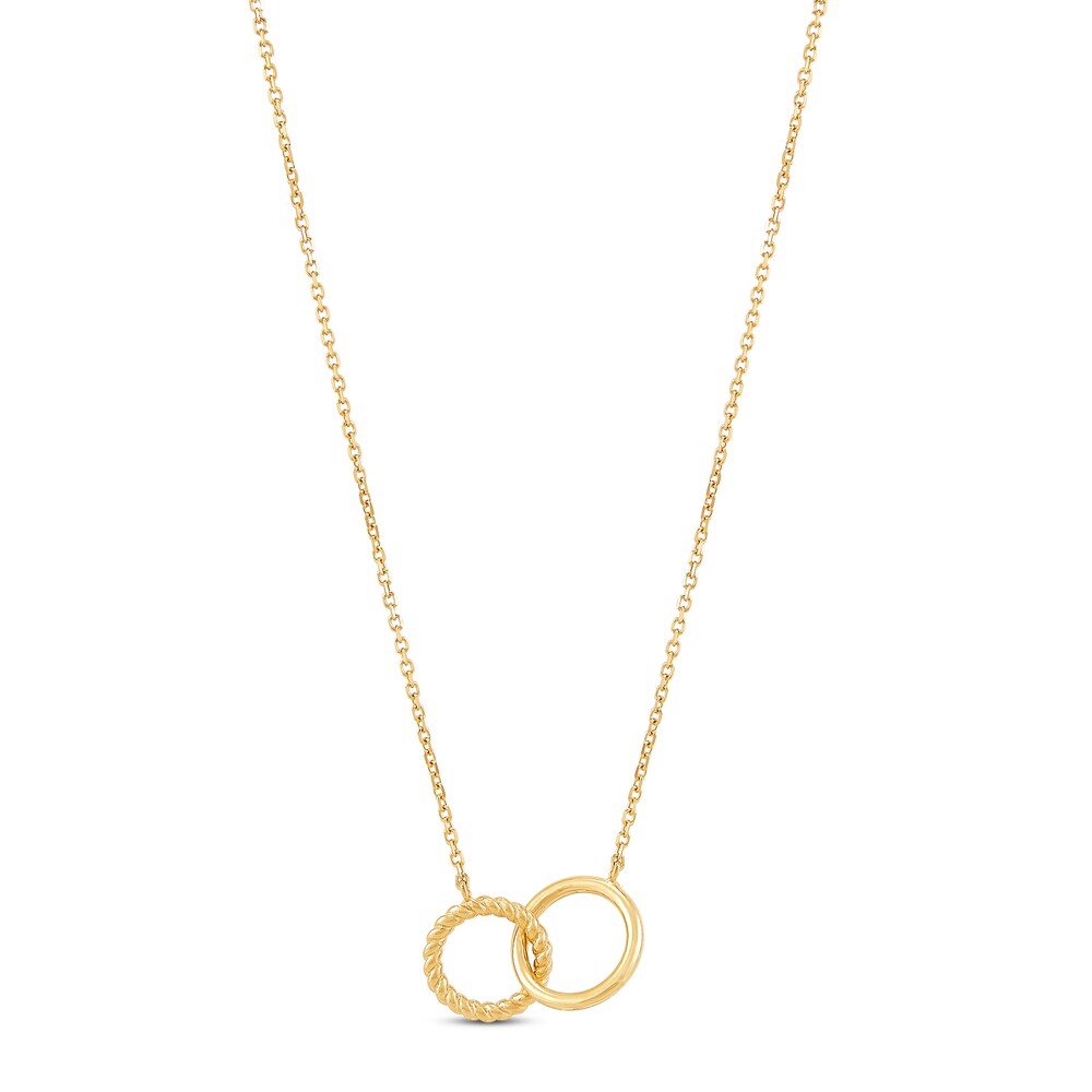 Double Open Circle Necklace 10K Yellow Gold wvFNOTMl