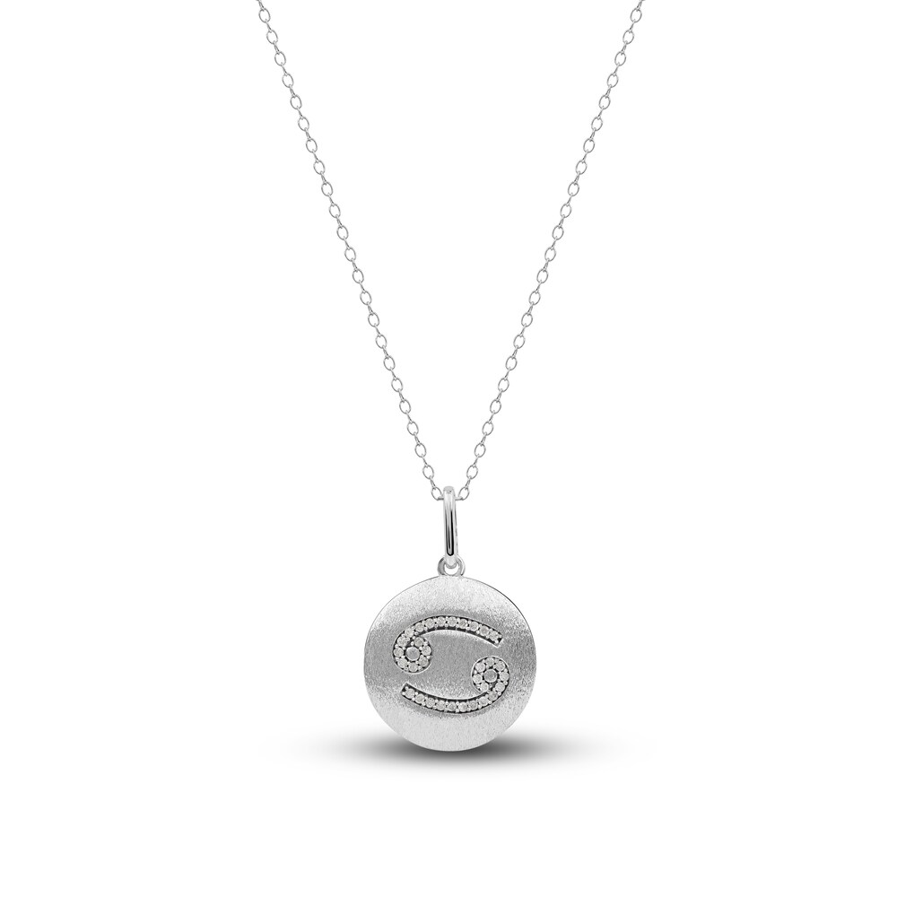 Diamond Cancer Zodiac Pendant Necklace 1/10 ct tw Round 14K White Gold wviHom8o