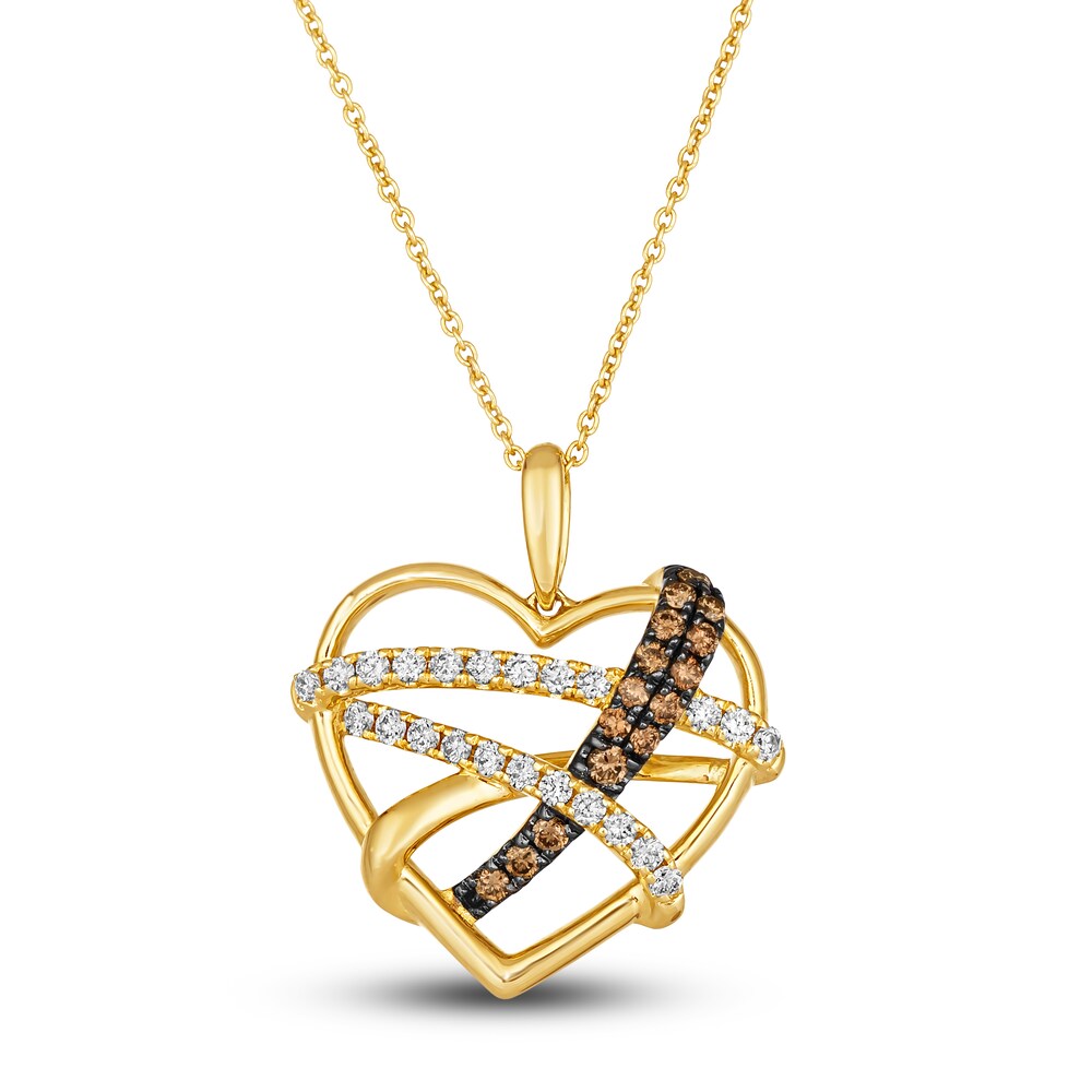Le Vian Wrapped In Chocolate Diamond Heart Necklace 1/2 ct tw Round 14K Honey Gold 19\" wySlXRY1