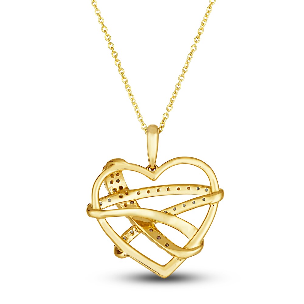 Le Vian Wrapped In Chocolate Diamond Heart Necklace 1/2 ct tw Round 14K Honey Gold 19\" wySlXRY1