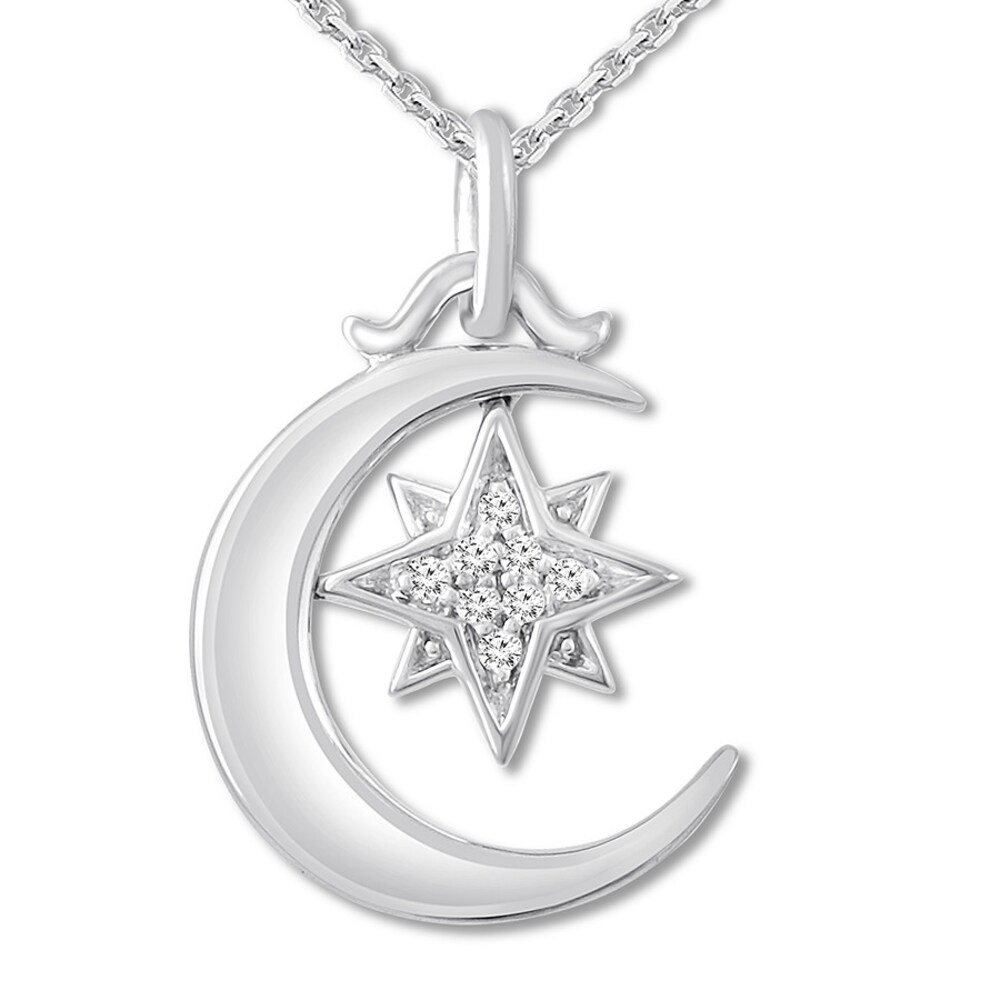 Believe Diamond Moon/Star Necklace Sterling Silver x1kYd0CS