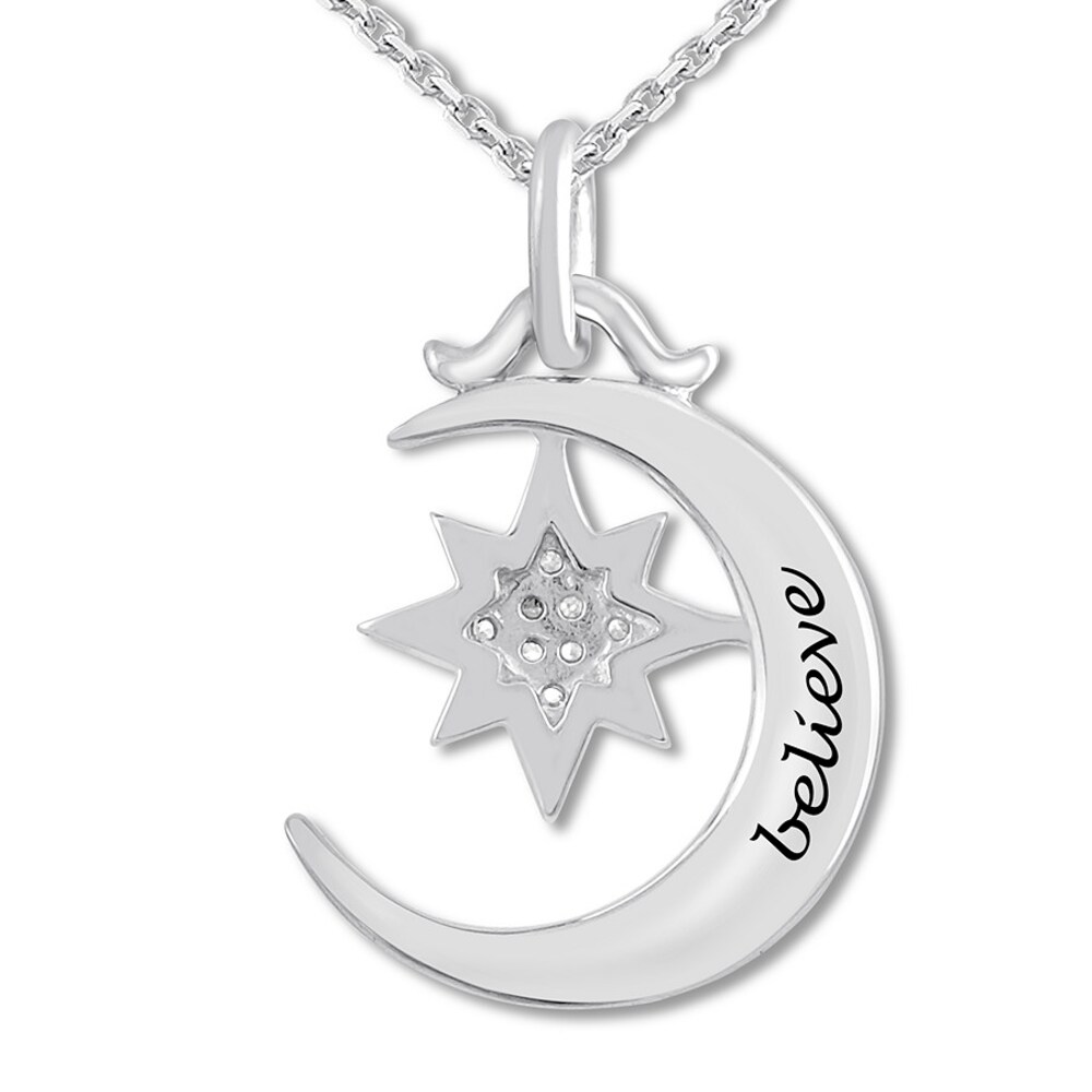 Believe Diamond Moon/Star Necklace Sterling Silver x1kYd0CS