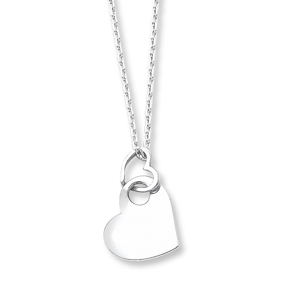 Double Heart Necklace Sterling Silver 16 Length x3p5xiJh