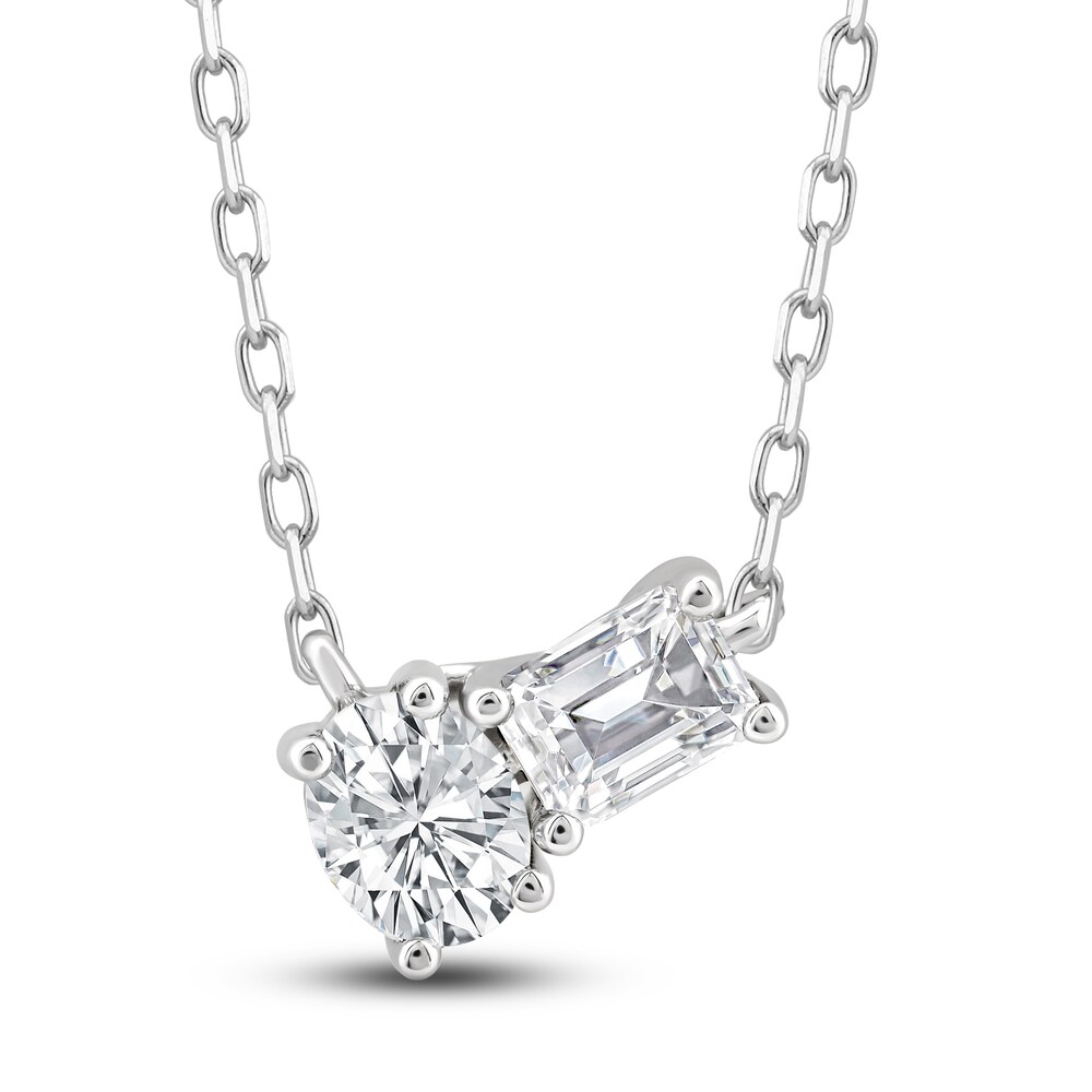Diamond Pendant Necklace 1/2 ct tw Emerald/Oval 14K White Gold 18" x643NXiU