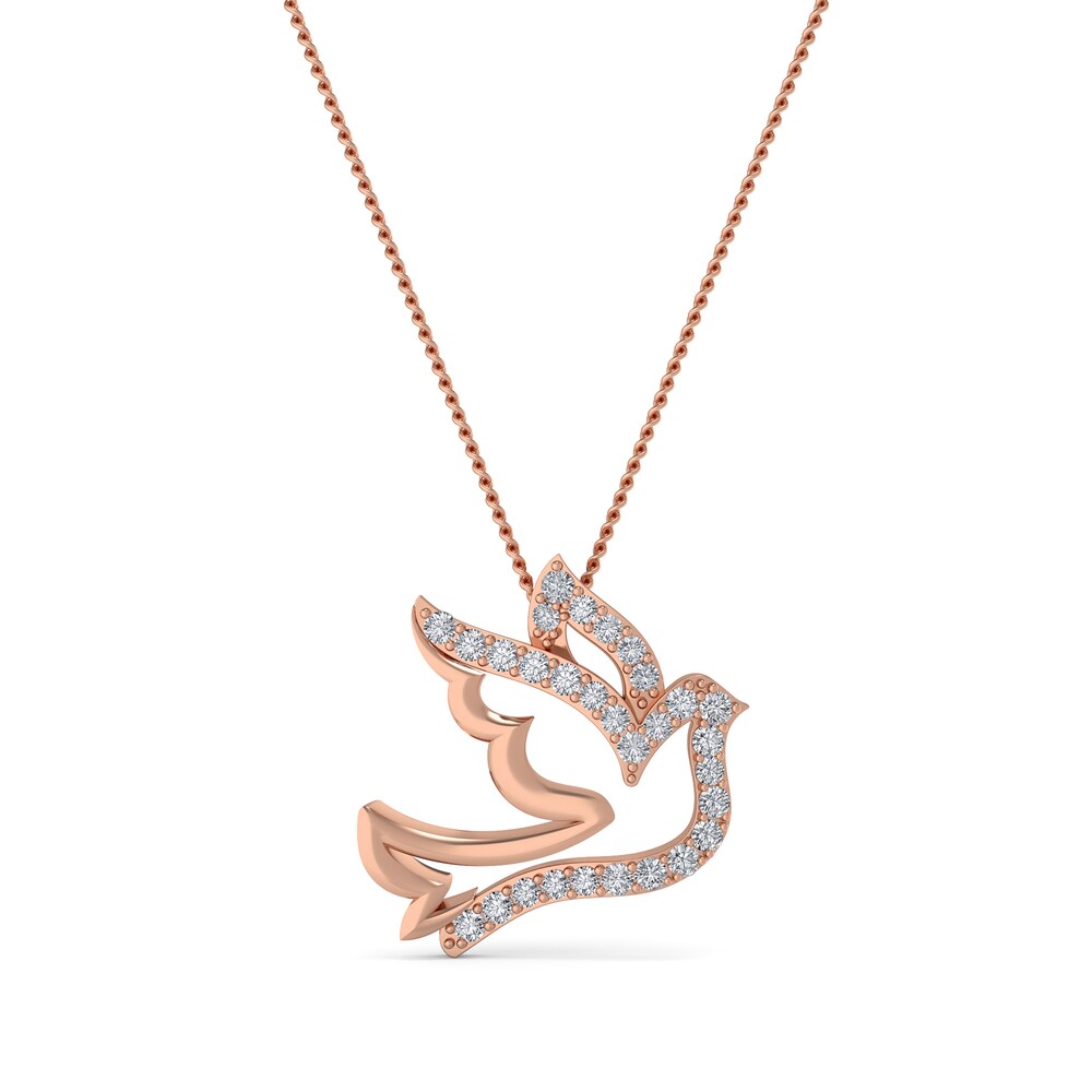 Diamond Dove Pendant Necklace 1/10 ct tw Round 10K Rose Gold 18" x8u0vXuw