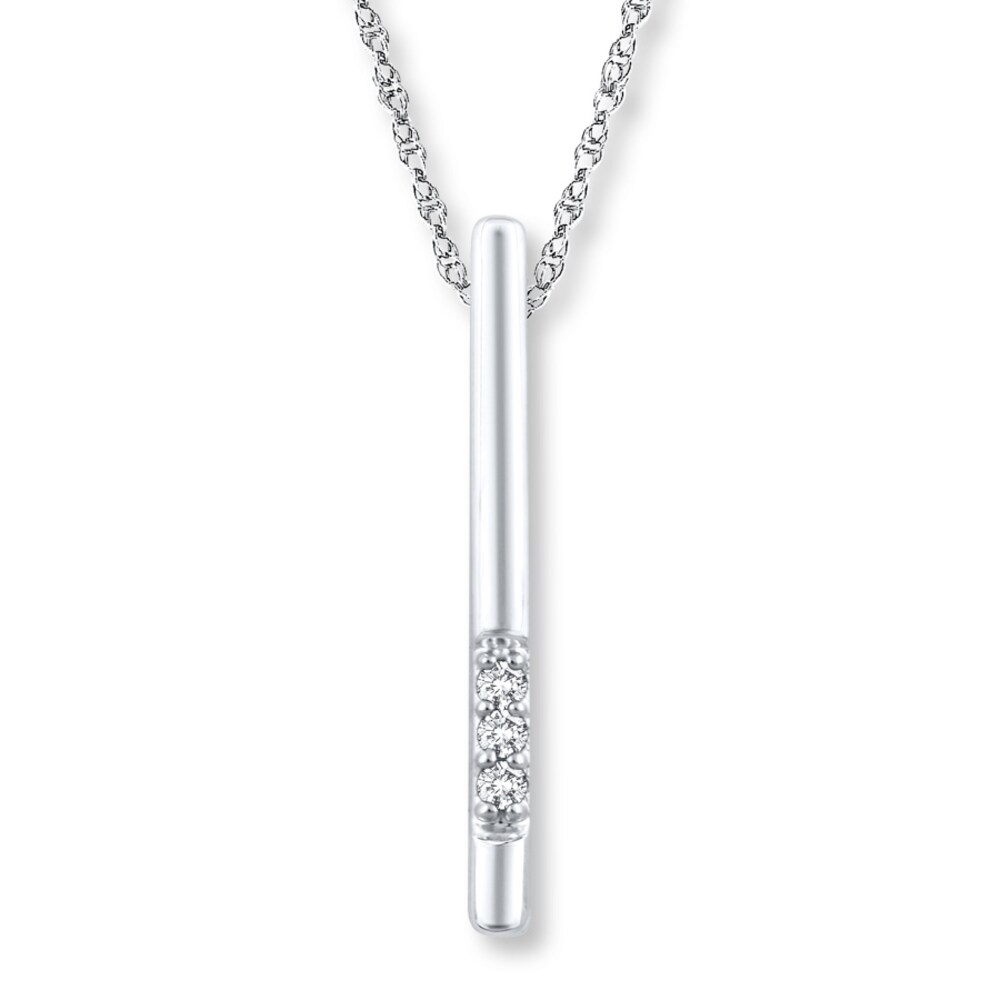 Diamond Bar Necklace 1/20 ct tw Round-cut 10K White Gold x9fKoUp5