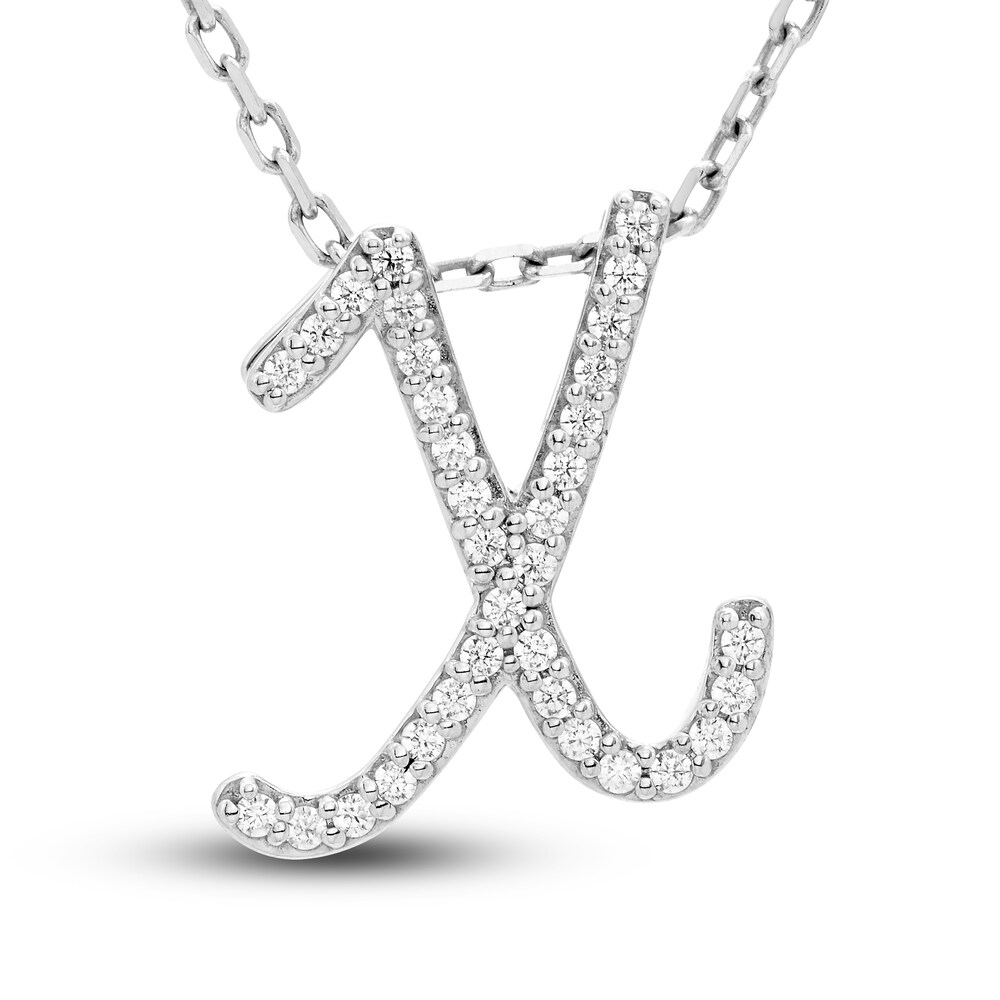 Diamond Initial X Pendant Necklace 1/10 ct tw Round 10K White Gold xC4mZfAm