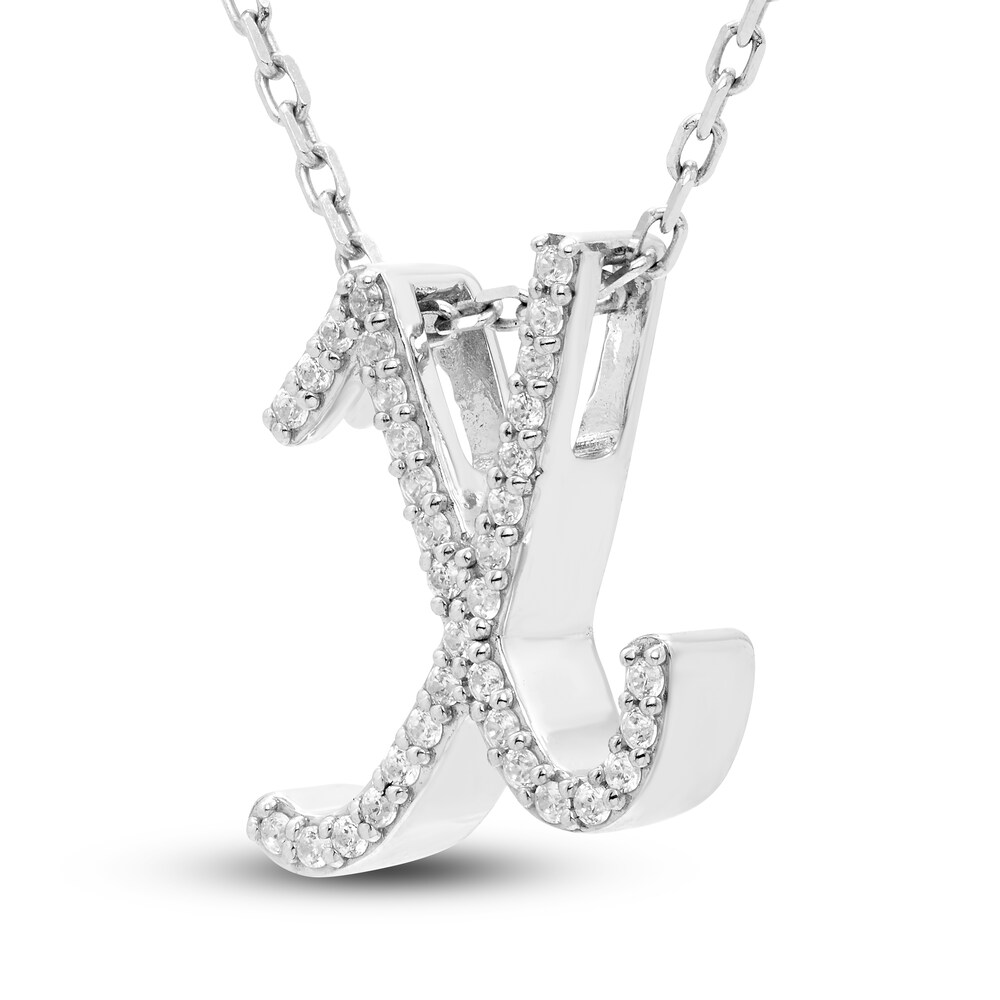 Diamond Initial X Pendant Necklace 1/10 ct tw Round 10K White Gold xC4mZfAm