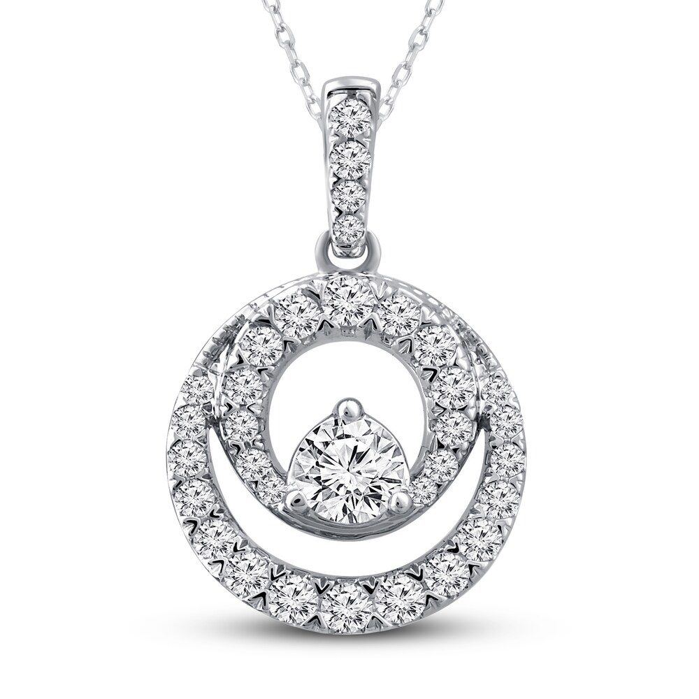 Closer Together Diamond Necklace 1/2 ct tw Round 10K White Gold xCb9PmT8