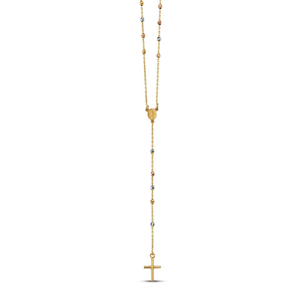 Rosary Medal Necklace 14K Tri-Tone Gold xEWCEEkT