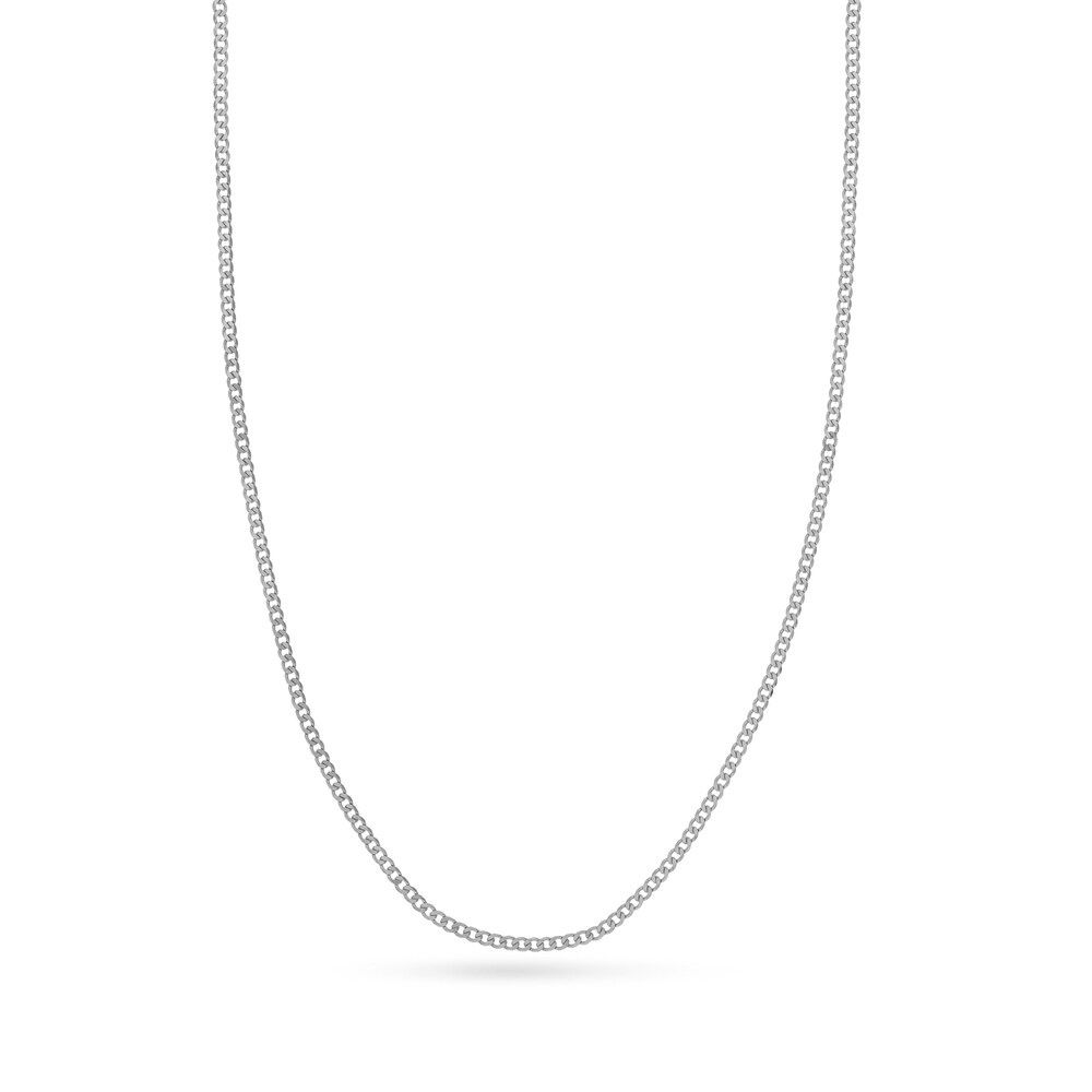 Men\'s Open Curb Necklace 14K White Gold 16\" xJ0QJs37