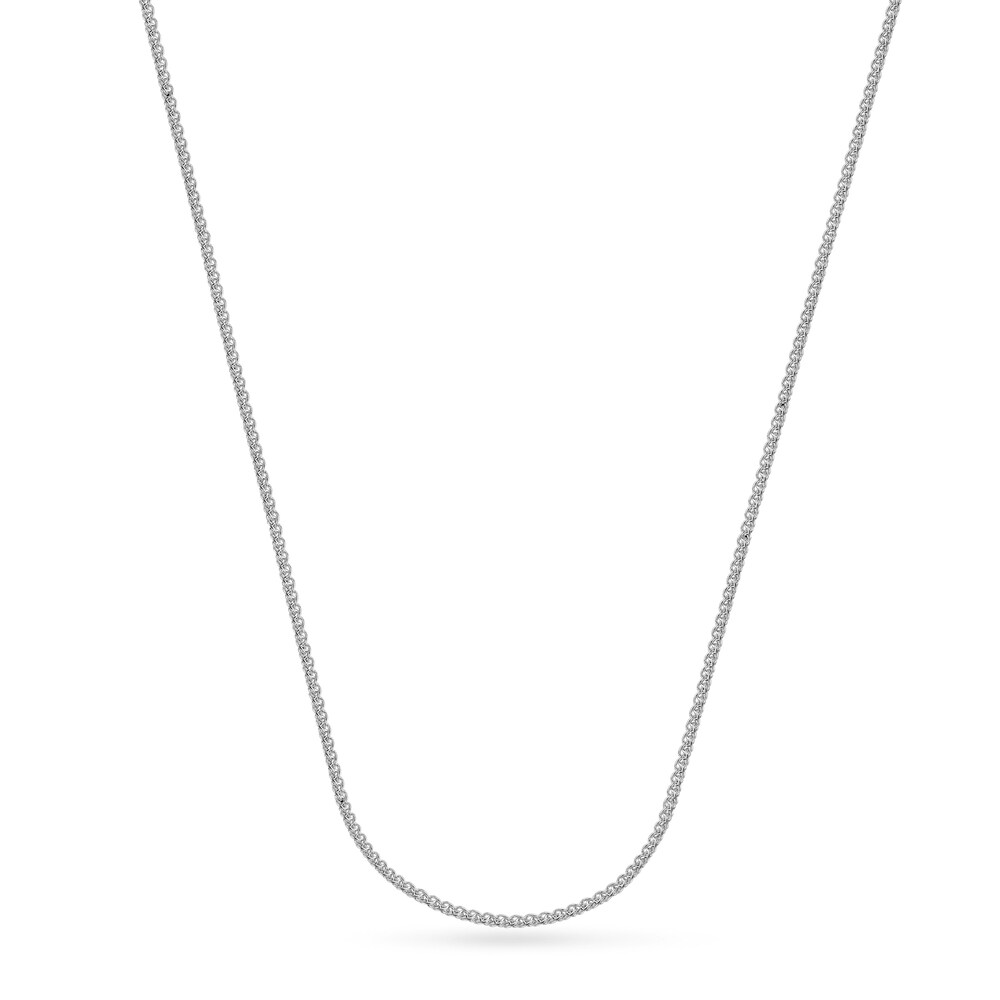 Round Wheat Chain Necklace 18K White Gold 18" xJcz5Rny