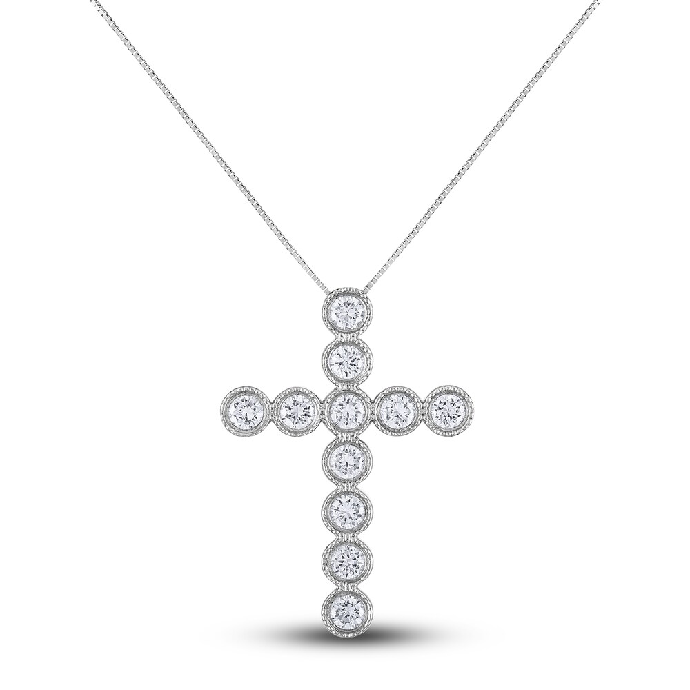 Diamond Pendant Necklace 1-1/3 ct tw Round 14K White Gold 18" xLHHMKfM