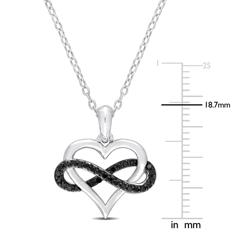 Black Diamond Heart Infinity Necklace 1/6 ct tw Round Sterling Silver xMFHnGJd