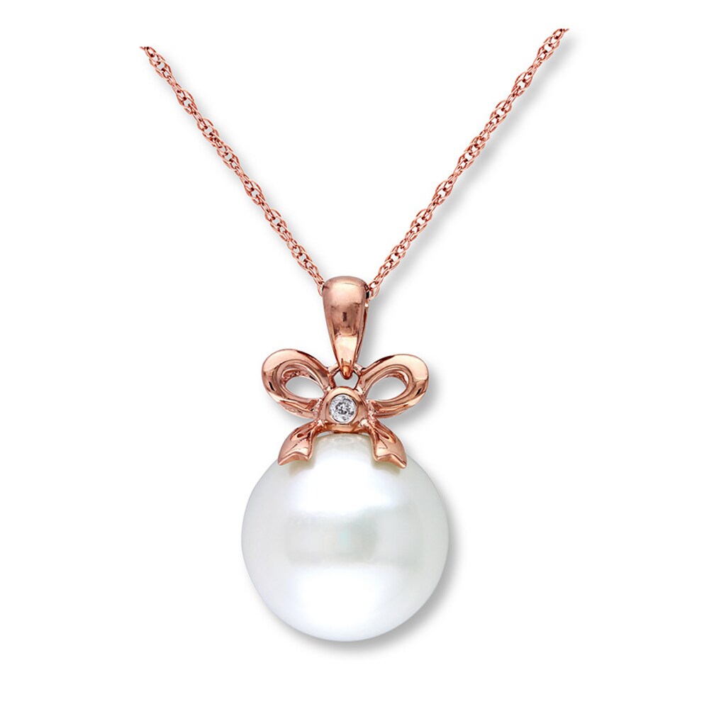 Cultured Pearl Necklace Diamond Accent 10K Rose Gold xNCgp5LT