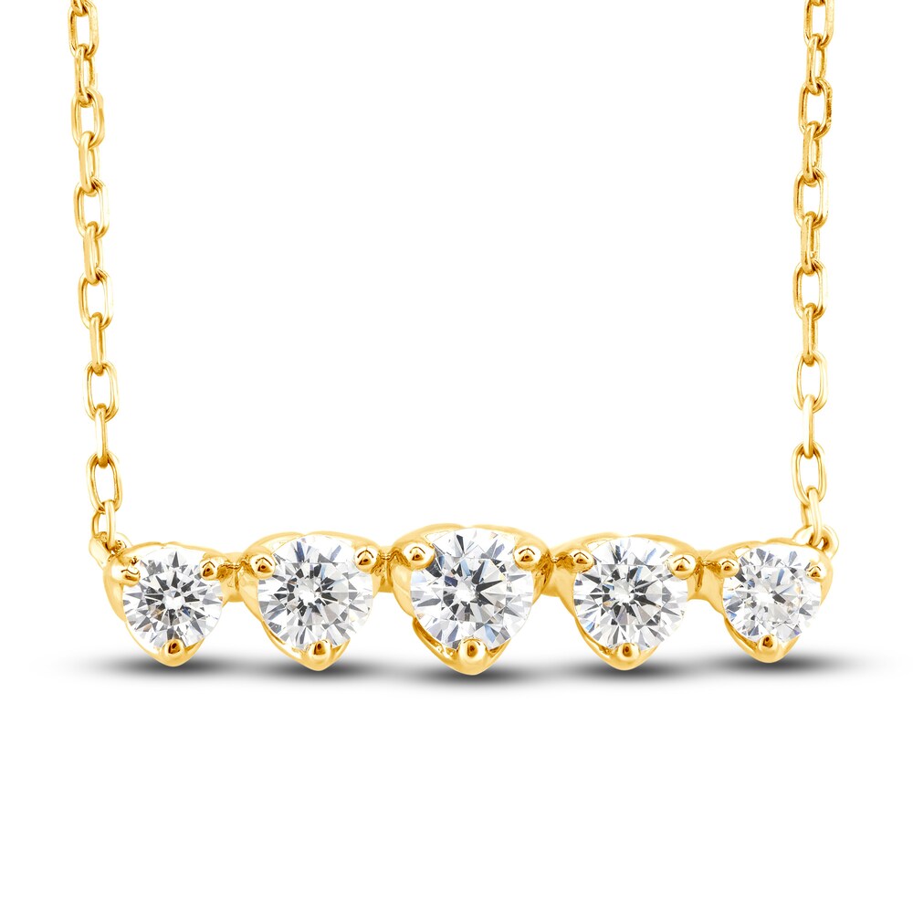 Diamond Bar Pendant Necklace 5/8 ct tw Round 10K Yellow Gold xQwVAJ97