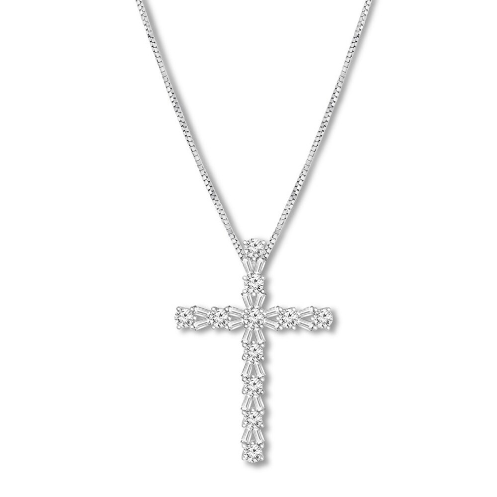 Diamond Cross Necklace 1-1/5 carat tw 14K White Gold xSfH5Khq