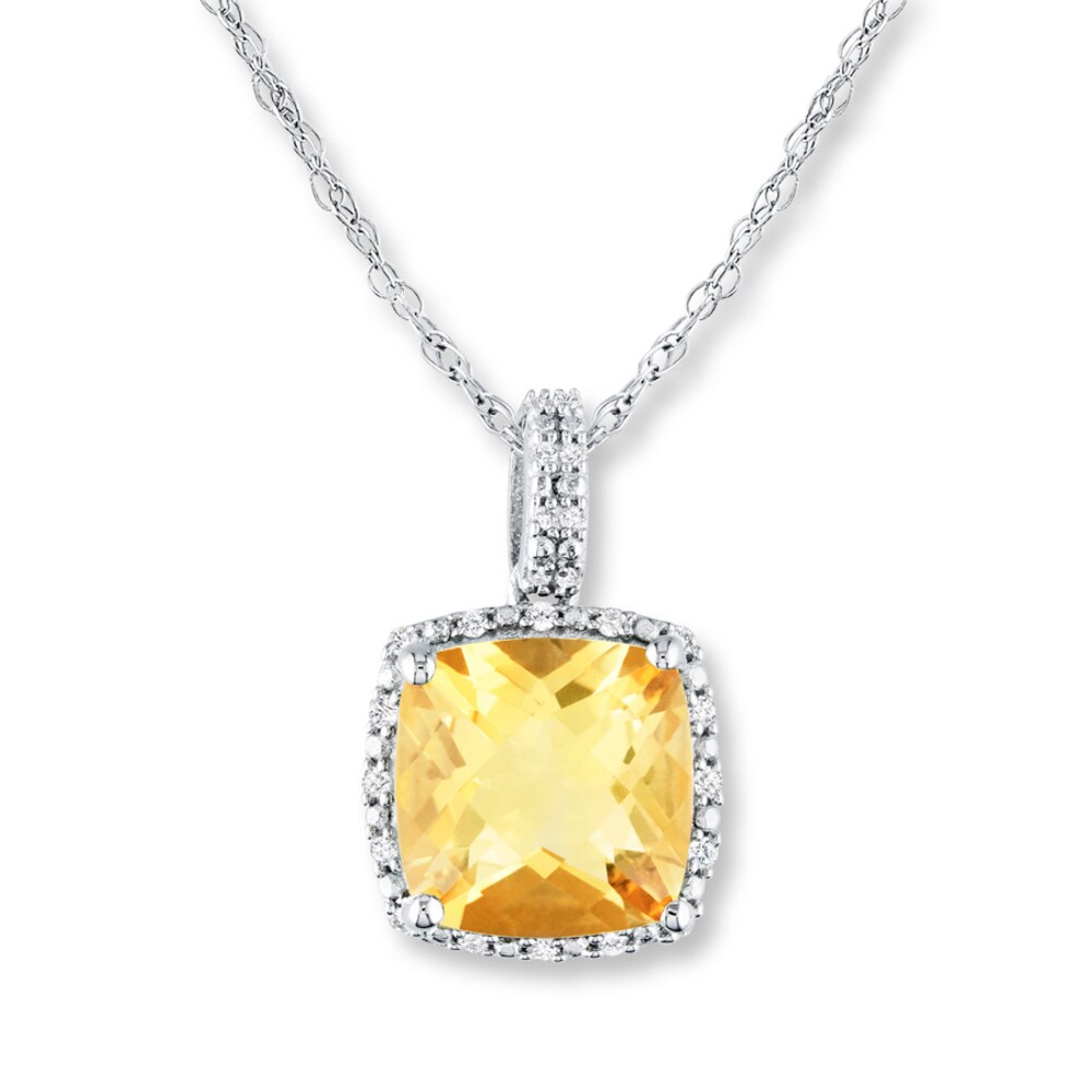 Citrine Necklace 1/10 ct tw Diamonds Sterling Silver xkYWOSmb [xkYWOSmb]