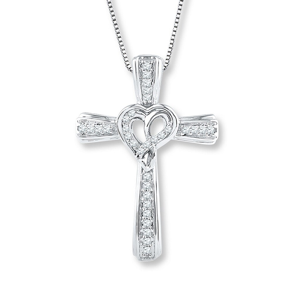 Diamond Cross Necklace 1/6 ct tw Round-cut Sterling Silver xmMMuwMp