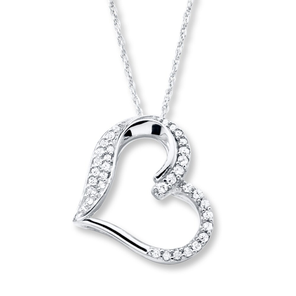 Diamond Heart Necklace 1/6 ct tw Round-cut 10K White Gold xocsRbTk