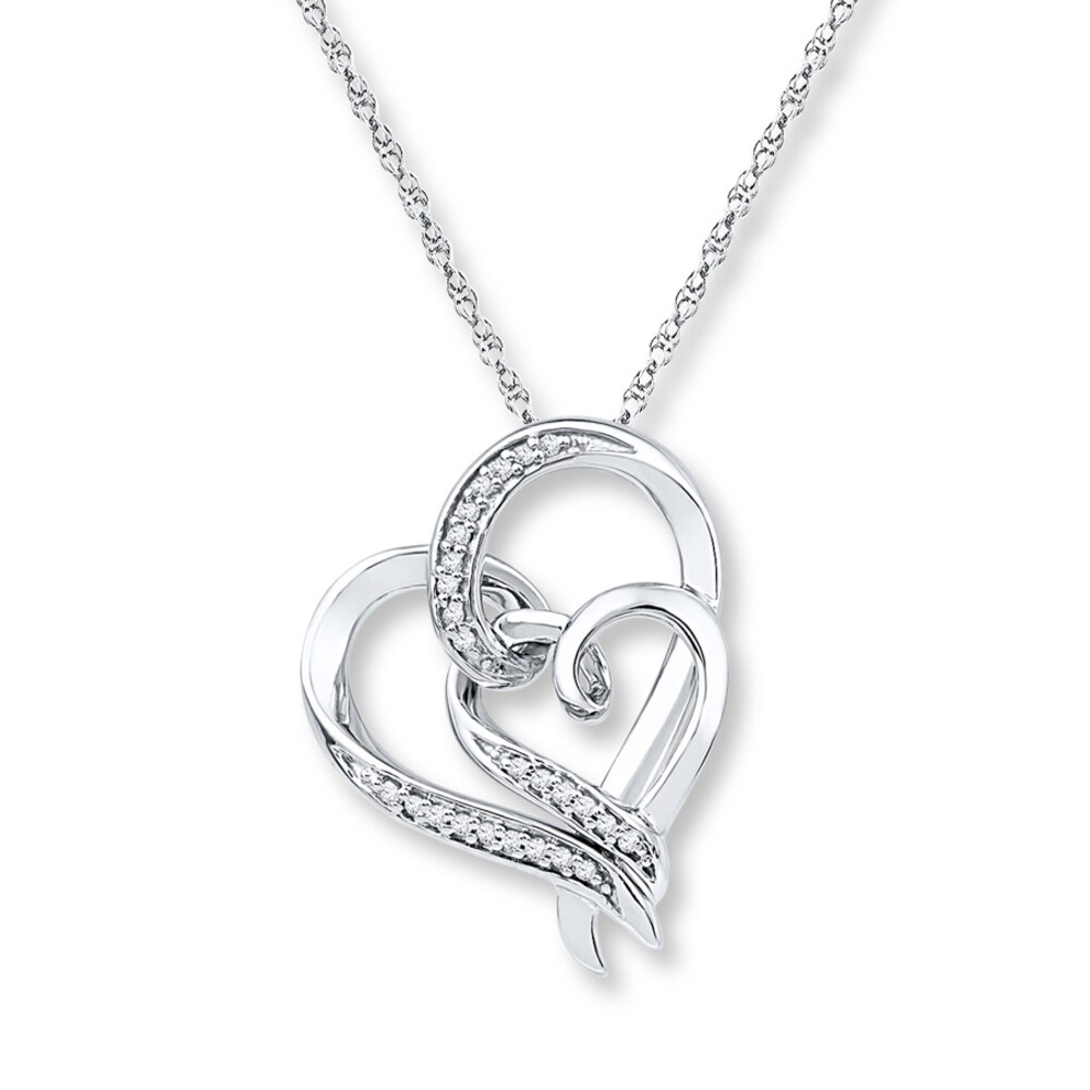 Entwined Hearts Necklace 1/10 ct tw Diamonds 10K White Gold xuXVYvbO