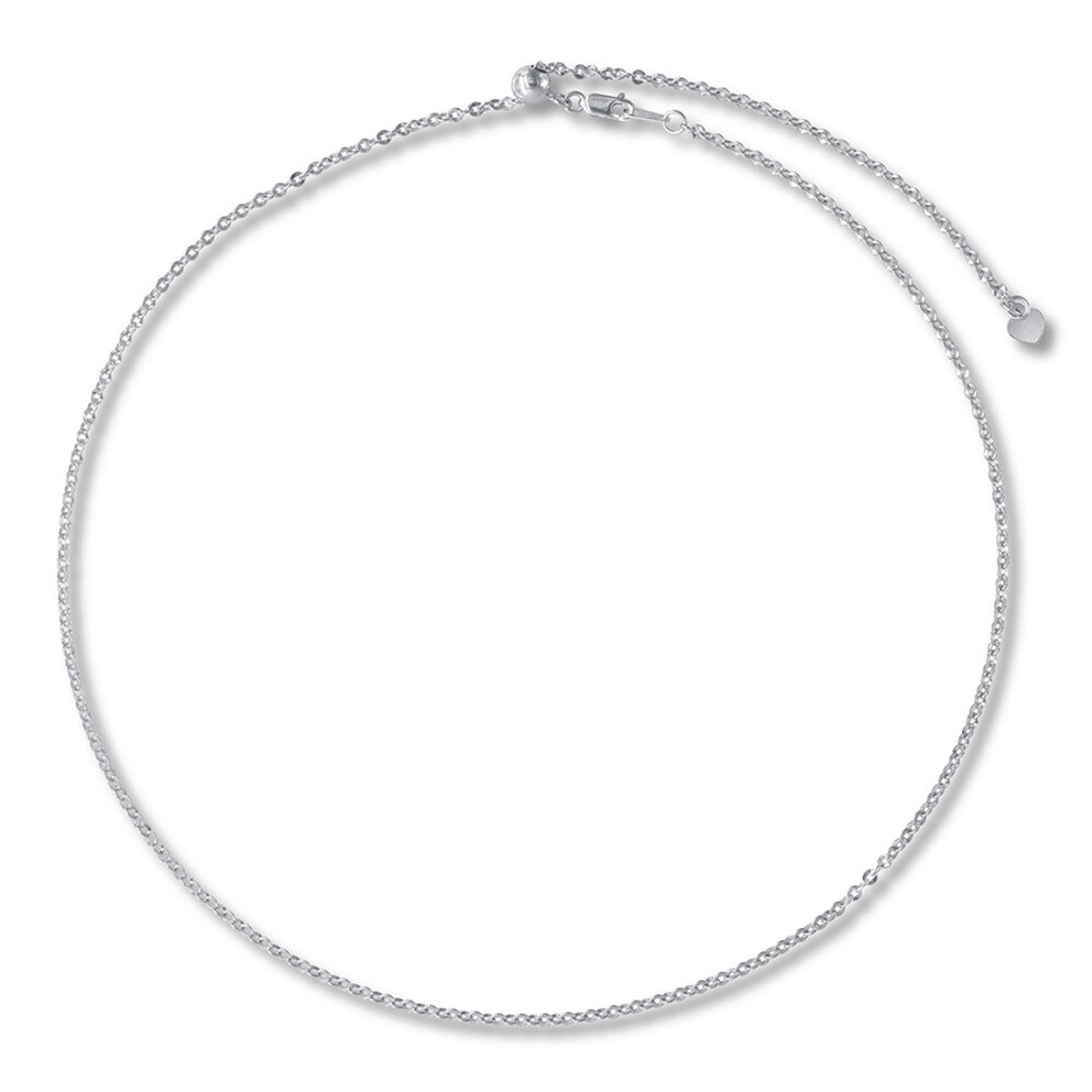 Mirror Cable Necklace 14K White Gold Adjustable 20" xvq3pBTA