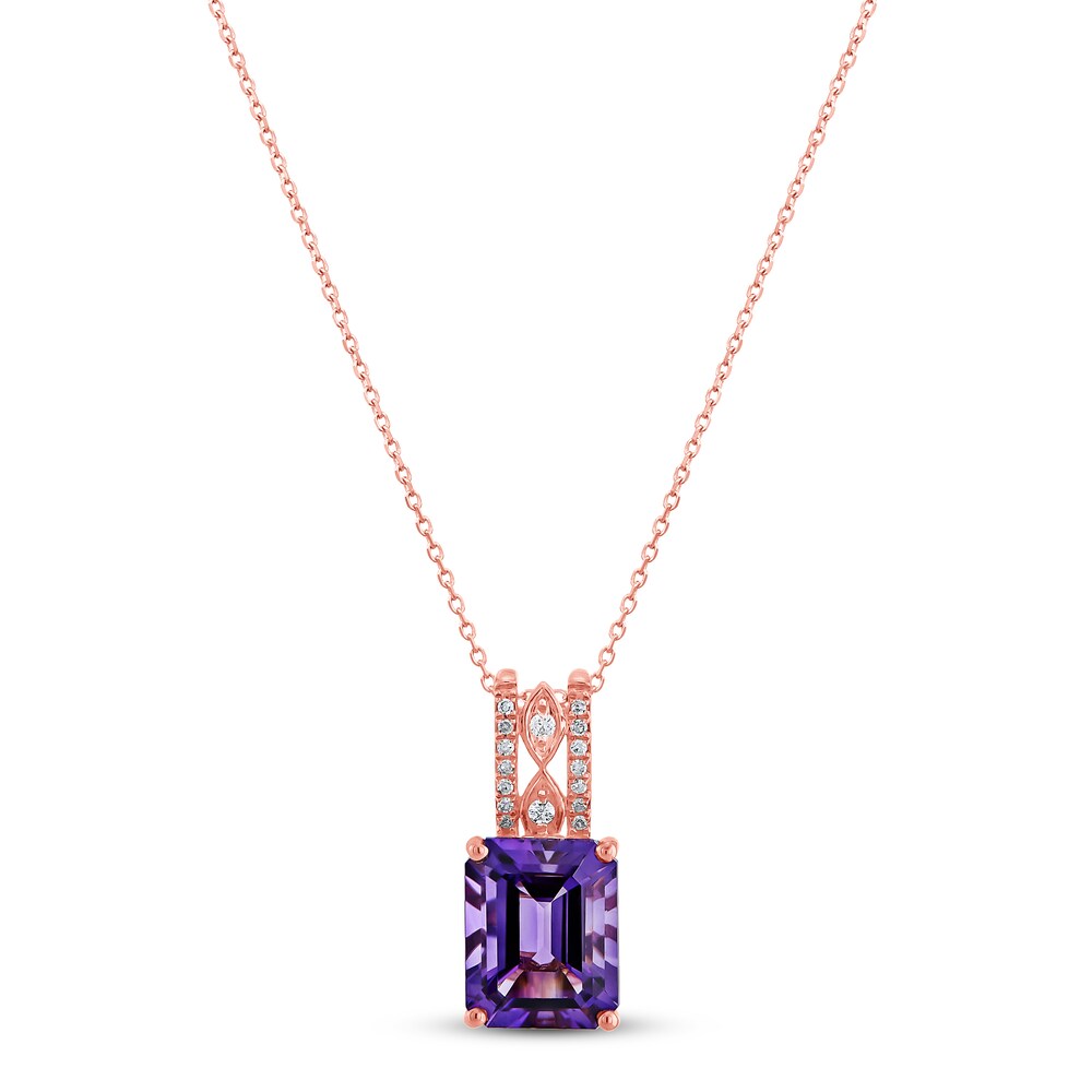 Amethyst Necklace 1/20 ct tw Diamonds 10K Rose Gold y0YqLIC0