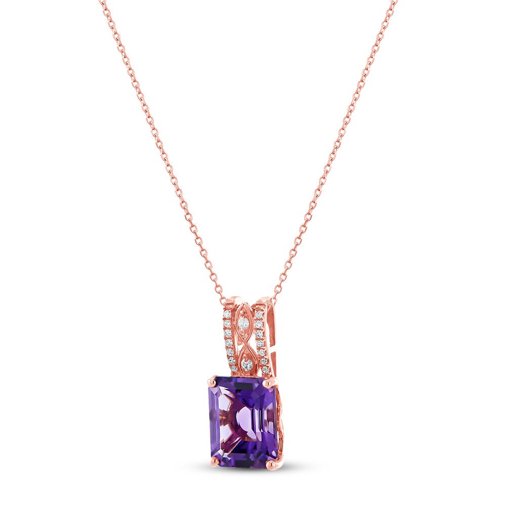 Amethyst Necklace 1/20 ct tw Diamonds 10K Rose Gold y0YqLIC0