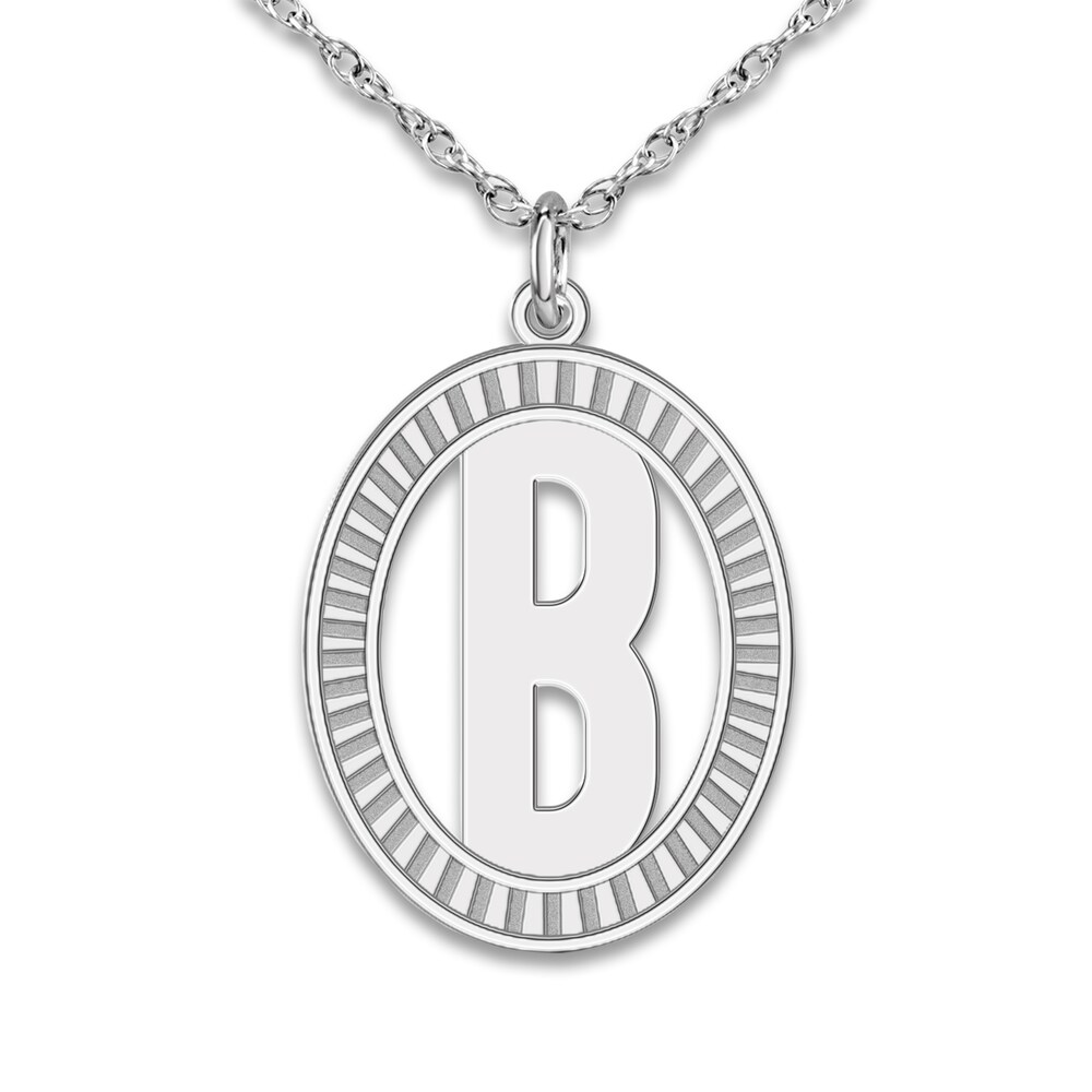 Initial Pendant Necklace 10K White Gold 18\" y2d8GICv