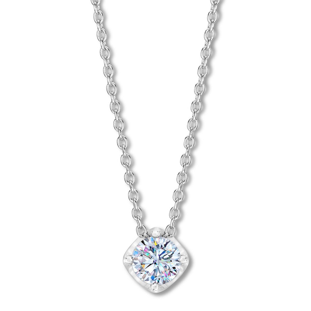 THE LEO First Light Diamond Solitaire Necklace 1/2 carat Round 14K White Gold (I1/I) y7HLh84L