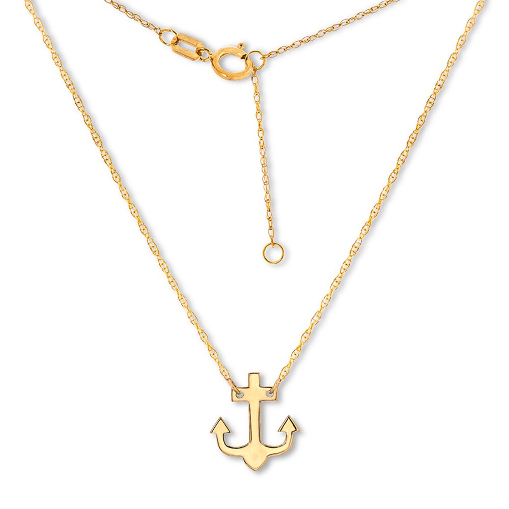 Anchor Necklace 14K Yellow Gold 16" Adjustable y9NOfW4g