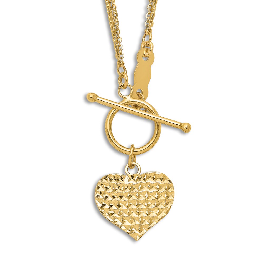 Triple Strand Heart Necklace 14K Yellow Gold 18" y9ecngKJ