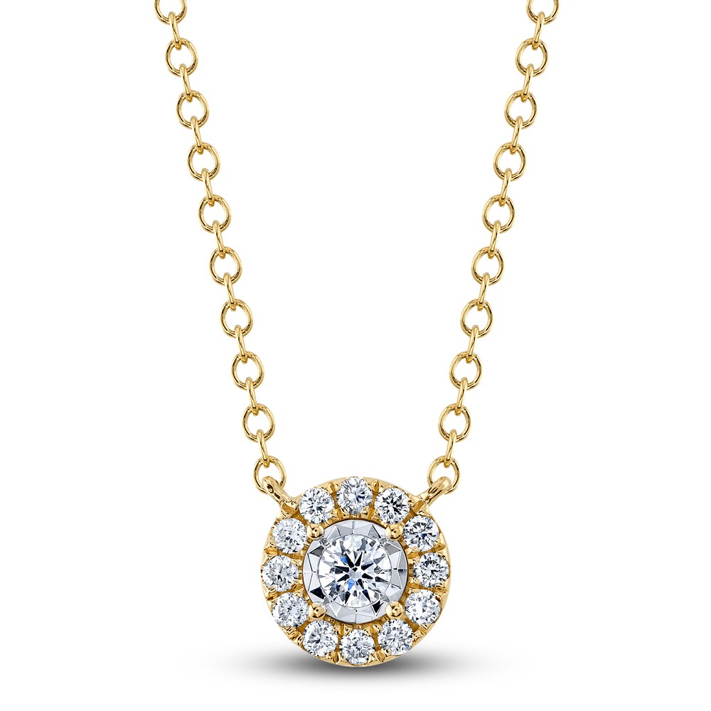 Shy Creation Diamond Necklace 1/6 ct tw Round 14K Yellow Gold SC55024122V2 yCin7V9f